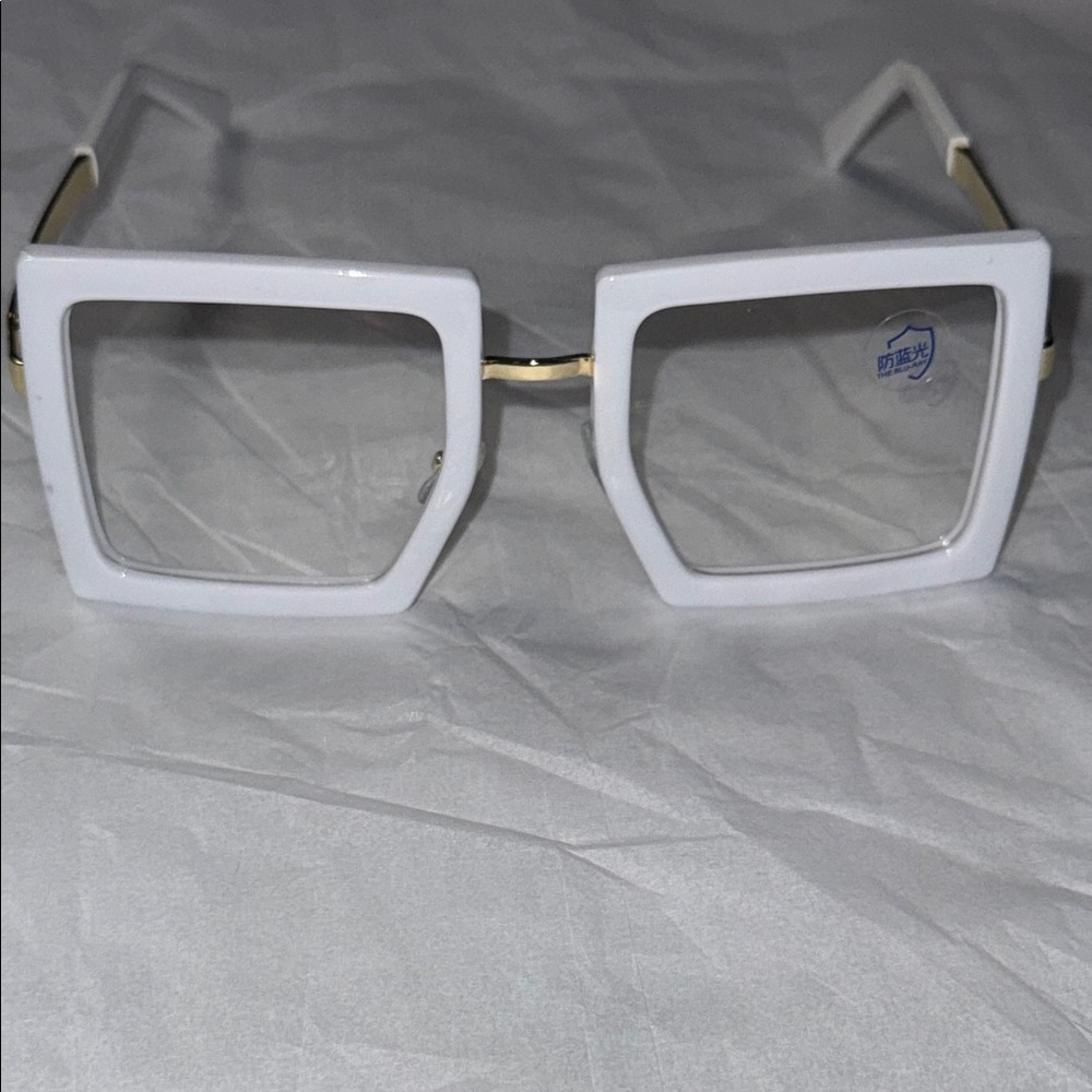 NWOT-White Square Frame Glasses - Picture 4 of 11